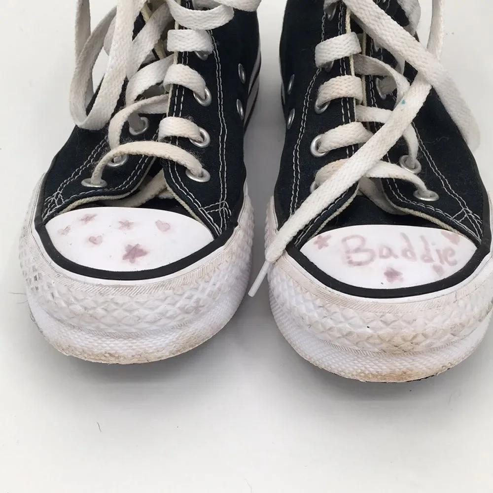 Converse Black High-Top Canvas Sneakers with White Accents kids 3